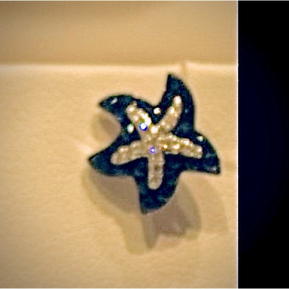 EFFY Diamond and Sapphire Starfish Earring 14k WG - Sea Side Collection, LN - Picture 4 of 6